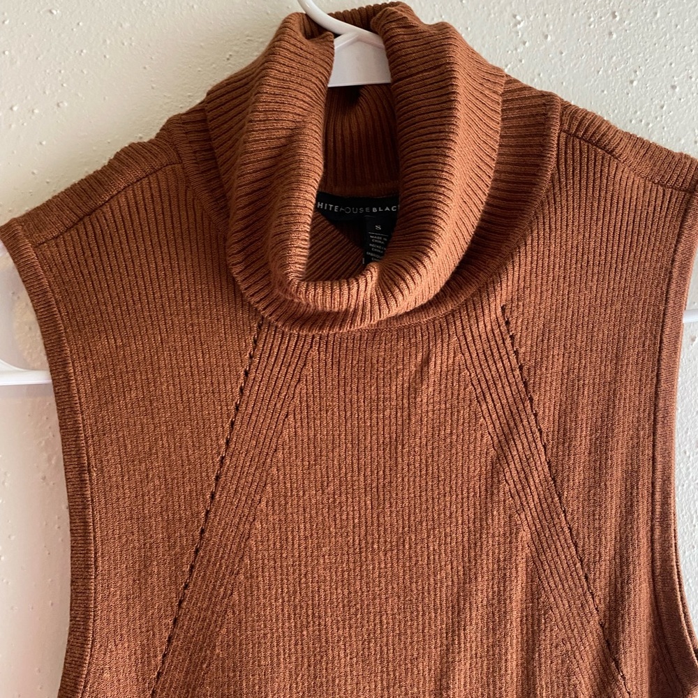 brown sleeveless turtleneck